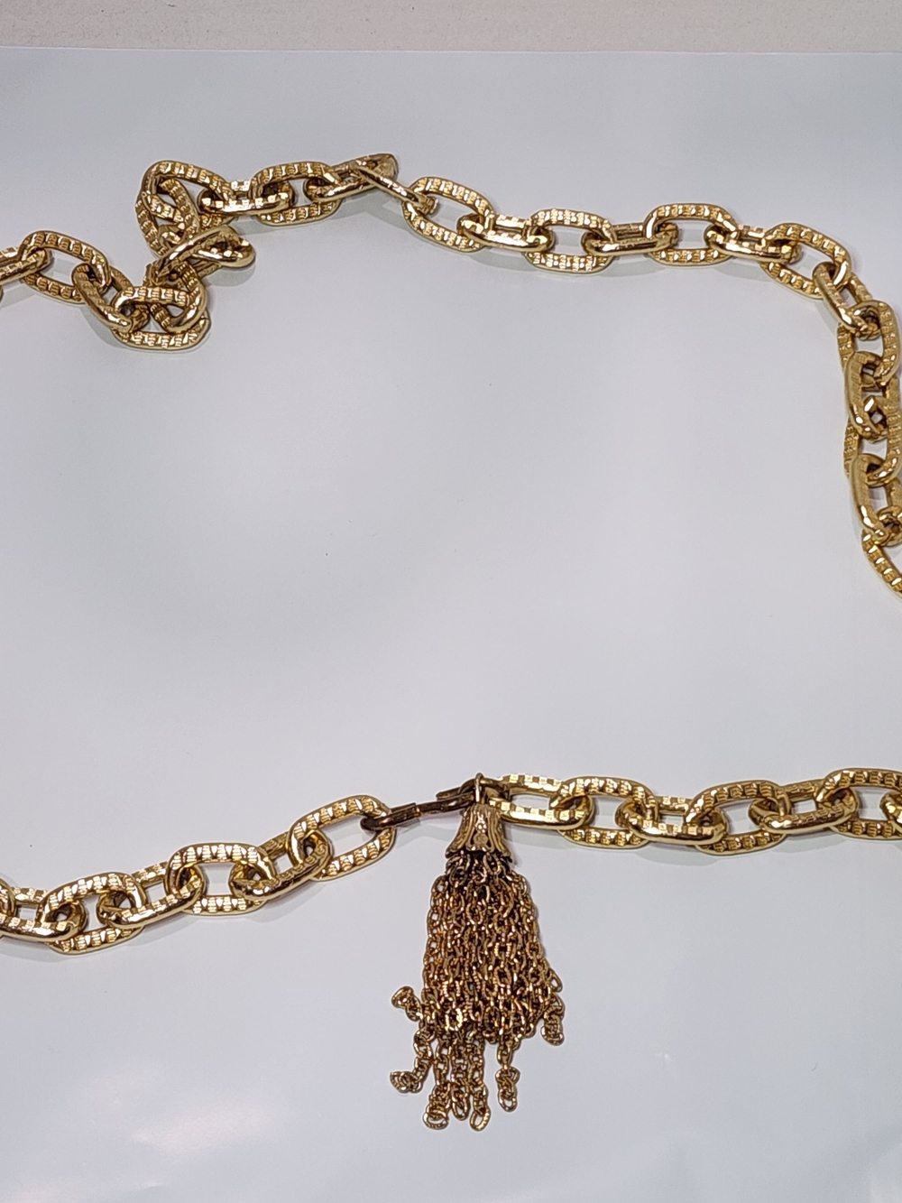 Gold Chain Link Necklace with Tassel